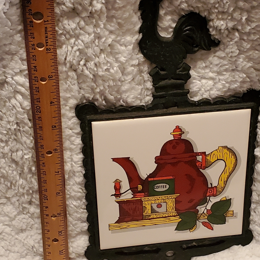 Vintage Rooster Cast Iron KYOWA Ceramic Tile Novelty Hot Plate - Picture 7 of 7